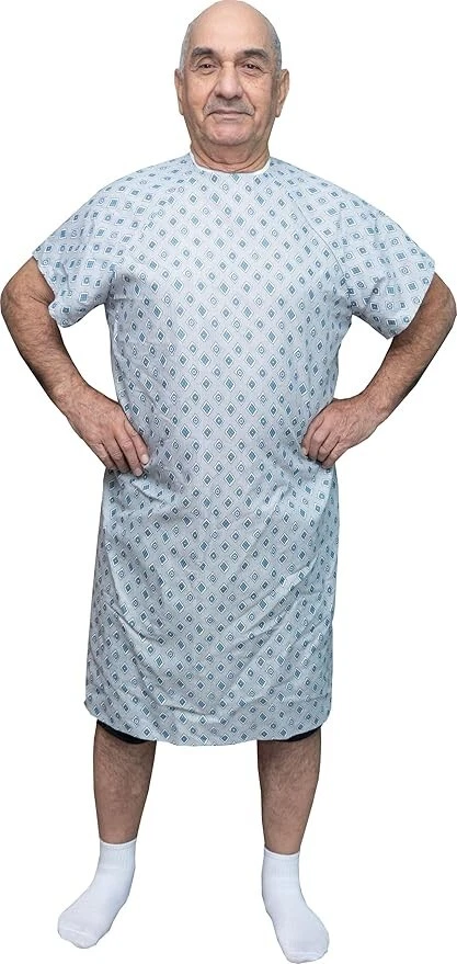 6 PACK - Reusable Hospital Gowns for Men Medical Patient Gowns with Back Ties - Image 3 of 4