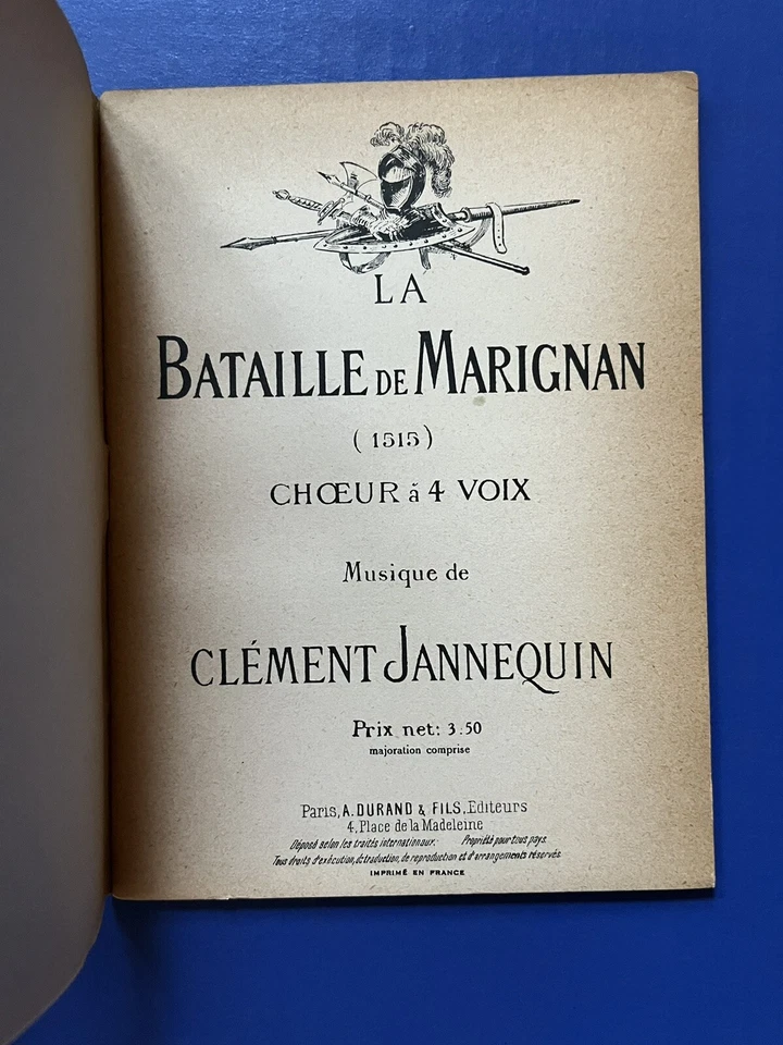 Jannequin - 'Bataille de Marignan' Choral Suite - Edition Durand Study Score PB - Image 3 of 4
