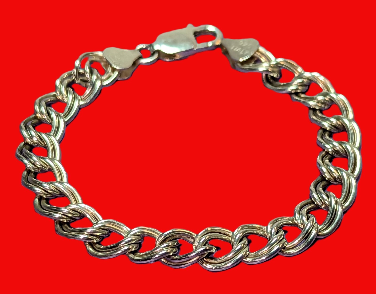 Fine! Solid Sterling Silver  ITALY Double Curb Li… - image 1