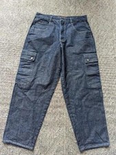 vintage 1990s y2k blue jeans BAGGY wide leg 36x32 denim SKATE hip-hop carpenter