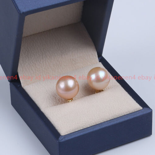 New Pretty Genuine 8/10/12/14mm Pink Shell Pearl Gems Round Beads Stud Earring - Picture 11 of 12