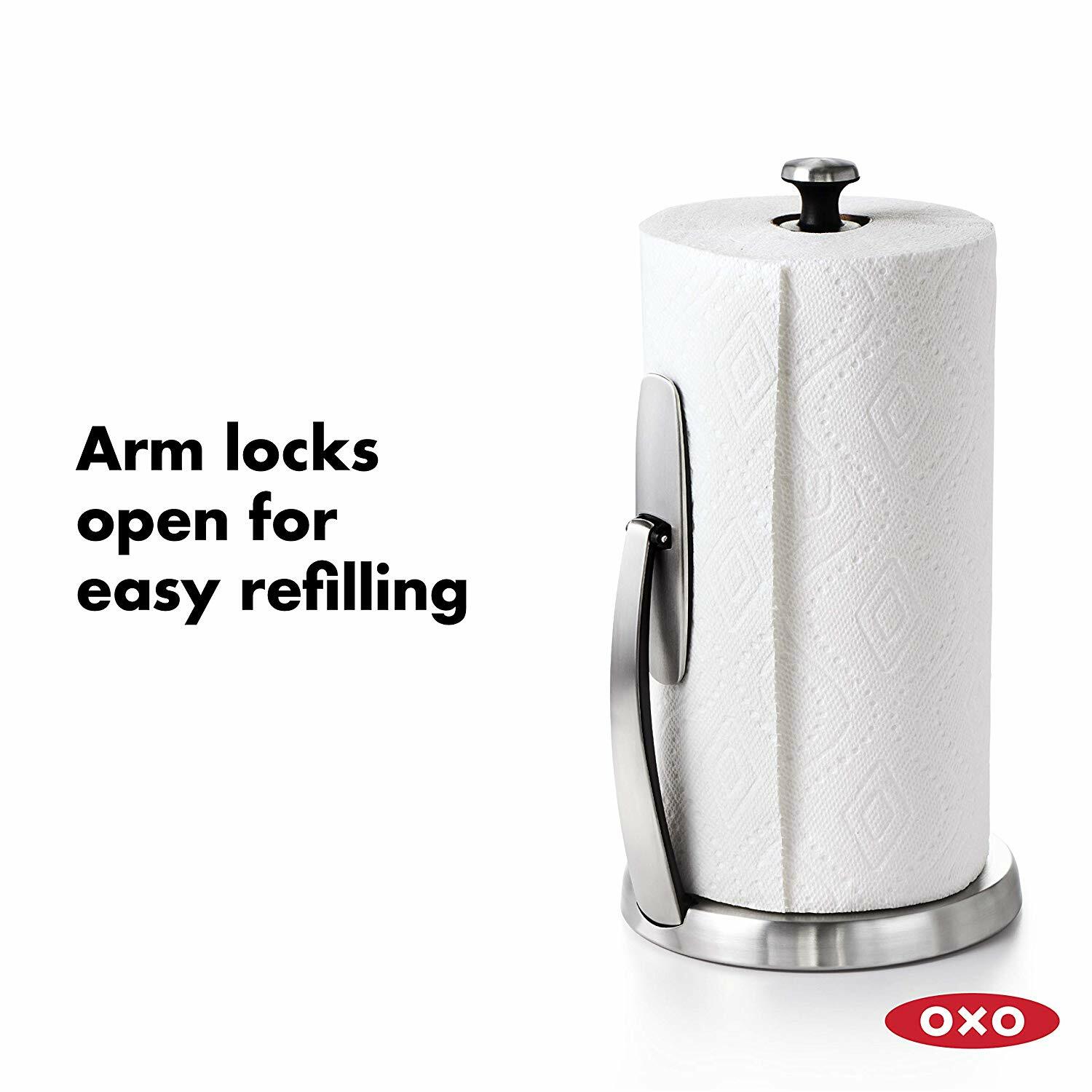 OXO Good Grips SimplyTear Standing Paper Towel Holder, Brushed Stainless Steel eBay