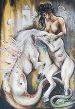 DIPINTO AD OLIO DELL' ARTISTA INTERNAZIONALE LILITH DIVINE " THE LOVERS"
