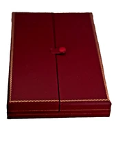 Jewelery Box Case for Necklace Display Organize   Red Gold Trim Snap Closure