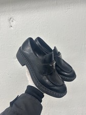 Prada Leather Triangle Logo Loafers, Chunky Lug Sole Moc 36 EU 6 US Y75