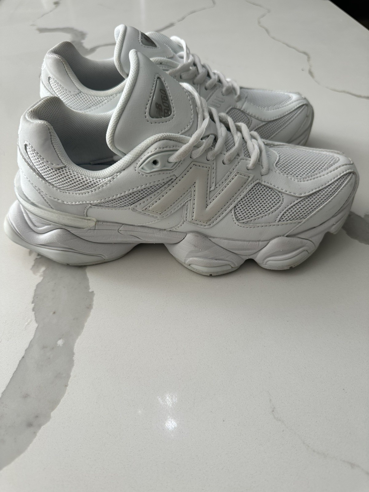 New Balance 9060 Triple White Size 7 UK - Gently Used Sneakers image 2