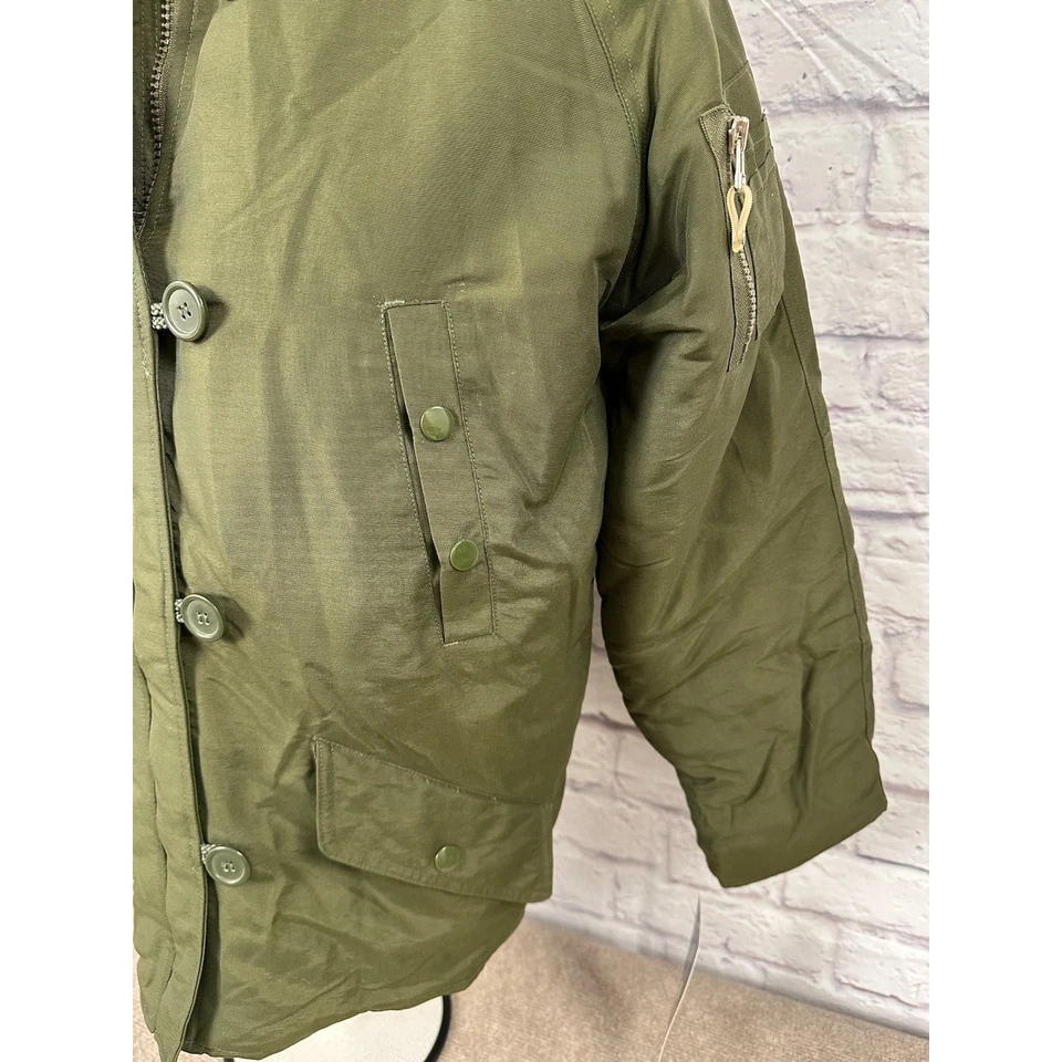 Chaqueta Parka Militar Jordan Craig Vintage Para Hombres Piel Verde Oliva Capucha Talla S Nueva con Etiquetas Foto 4 de 4