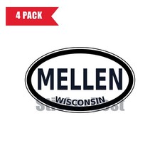 Wisconsin Mellen Oval Sticker 4 Pack 3x2 Inch