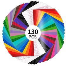 LYA 130x Permanent Vinyl Sheets 12"x12" Self Adhesive Craft Vinyl  Transfer Pap