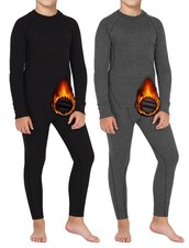 2 Sets Youth Boys Thermal Base Layer Long Johns Compression Leggings and Shir...