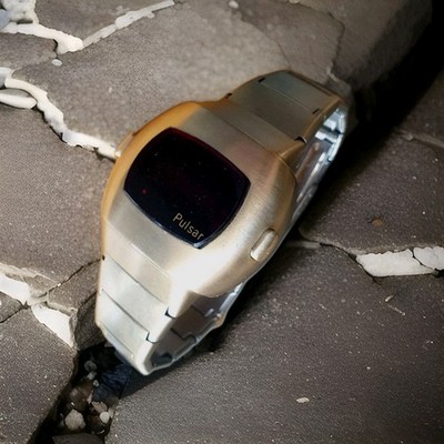 VINTAGE 1970 QUARTZ PULSAR P3 LED ORIGINAL GOLD UHR.
