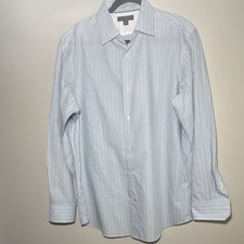 Banana Republic Non-Iron Slim Fit Blue/White Striped Dress Shirt 16-16.5 32/33