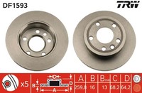 2X Bremsscheibe TRW DF1593 FüR 70J 70K VW Transporter 7DK 70E 70L T4 70C 70M 7DE