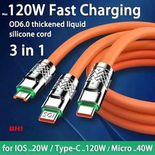 3 in 1 Fast Charging Cable Cell Phone Charger Cord For iPhone Type C Micro USB