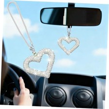 Bling Heart Car Hanging Accessories, Crystal Rhinestone Vehicle Rear Sliver