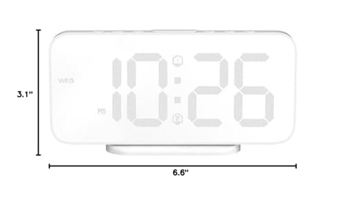 Digital Alarm Clock for Bedroom,6.7" LED Clock Mirror Surface with 2 USB Char... - Picture 8 of 8