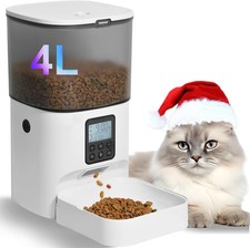 Automatic Cat Feeder 4L Anti Clog Pet Food Dispenser with Voice Recorder Timed