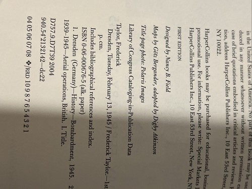 Dresden Frederick Taylor FIRST EDITION FIRST PRINTING 2004 - Picture 3 of 3