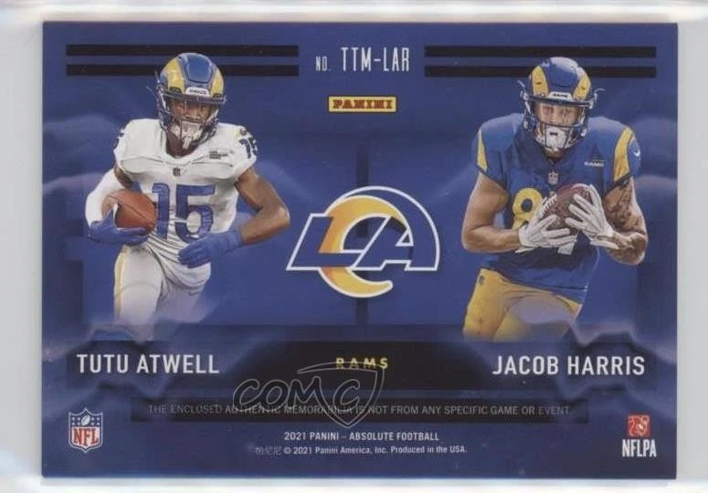 2021 Absolute Team Tandem Materials /199 Jacob Harris Tutu Atwell Rookie RC - Image 2 of 2