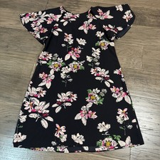 Julian Taylor New York Black Floral Dress Size 12 Career Casual Flutter Sleeve