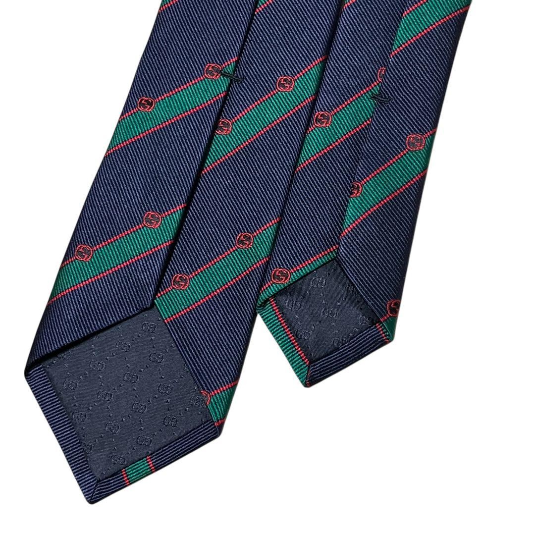 Gucci GG Pattern Navy Blue Interlocking Bee Tie U… - image 6