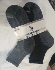 U.S. Polo Assn. Black/gray Quarter Cut Socks Mens 6-Pair Size 6 - 12