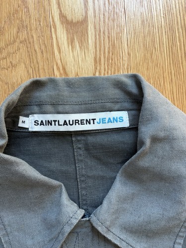YSL Yves Saint Laurent Jeans Grey Linen Blend Overshirt Lightweight Jacket M - Picture 4 of 13