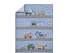 Pottery Barn Kids Heritage Construction Toddler Sz Quilt 36  X 50  Chambray NEW