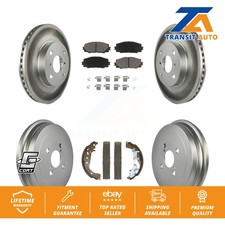 [Front+Rear] Coated Disc Brake Rotors Ceramic Pads And Drum Kit For Toyota Yaris