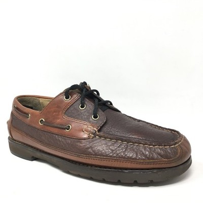 LL Bean Allagash Boat Shoes Oxfords Mens Size 10 2E Brown Genuine Bison Leather