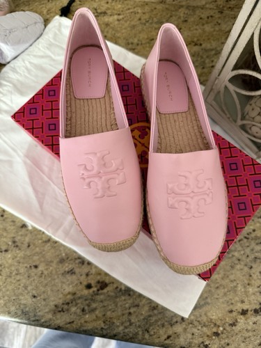 Sz8! New Tory Burch EVERLY LEATHER ESPADRILLE NEVADA RETRO - NAPPA Color PETUNIA