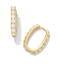 Kendra Scott Chandler Hoop Earrings Gold White Opalite Mix
