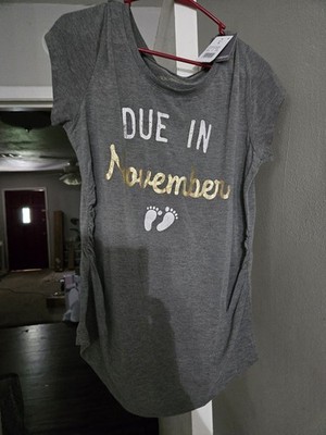 Grayson Threads Charcoal Heather Maternity T-Shirt 'Due in November' L