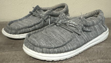 HEY DUDE "Wally" Youth Size Y2-L3 Grey Slip On Comfort Shoes Linen Stone