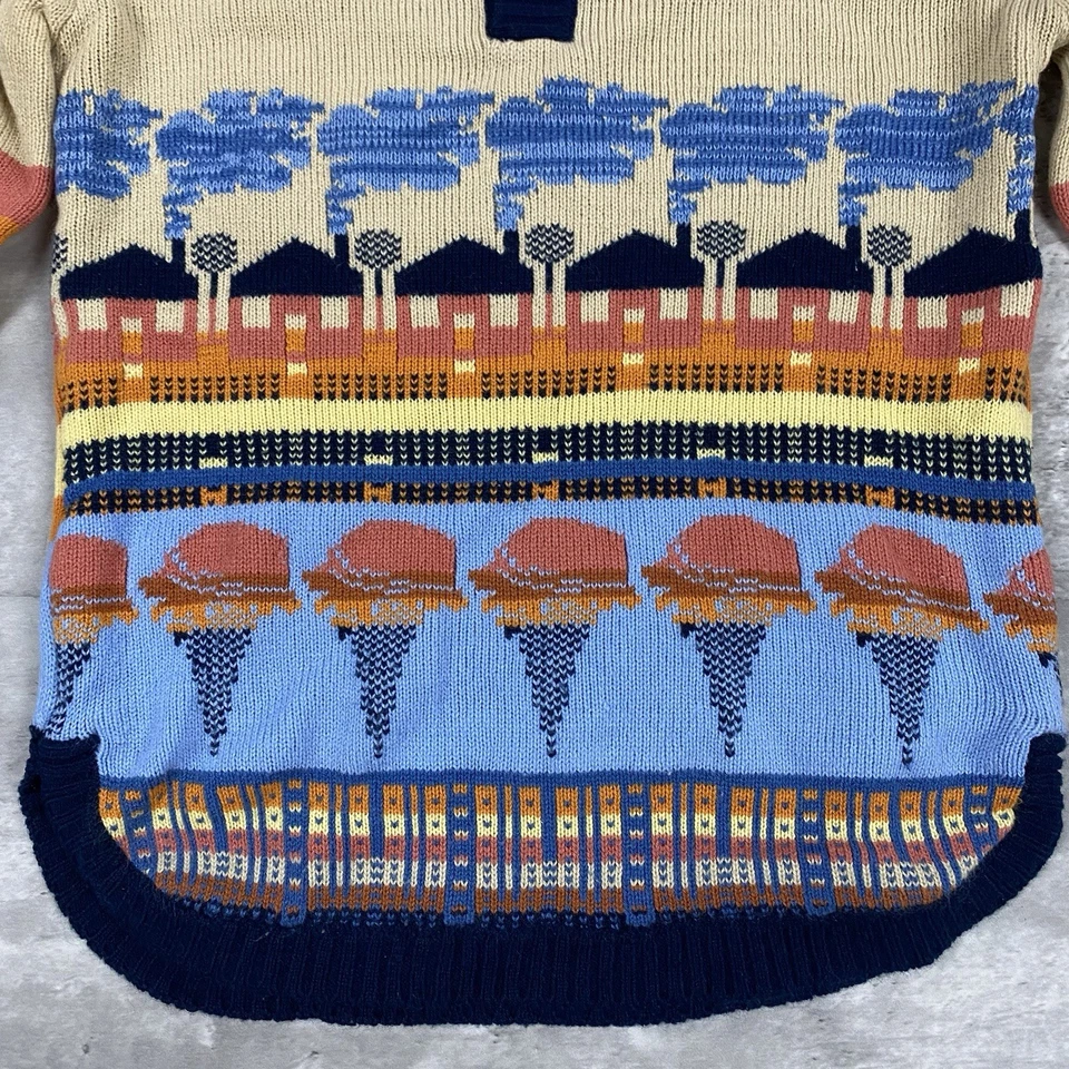 Suéter Henley Acrílico Vintage Años 70 COLLAGE MAN Hombres M/S Rayas Helado Casa Foto 3 de 4