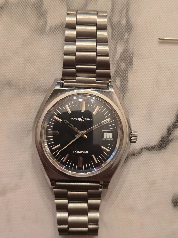 Reloj Pulsera Hombre Ulysse Nardin Automático 17 Joyas Fecha SS Hecho en Suiza De Colección Foto 3 de 4