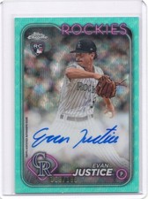 2024 Chrome | Evan Justice | Rockies | RC Rookie | Aqua Wave | Auto | RA-EJ /199