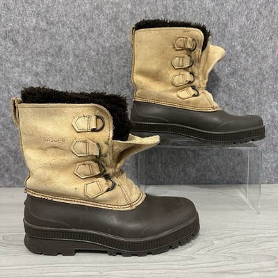 Sorel Badger Snow Boots Womens Sz 8 Sherpa Lined Waterproof Canada