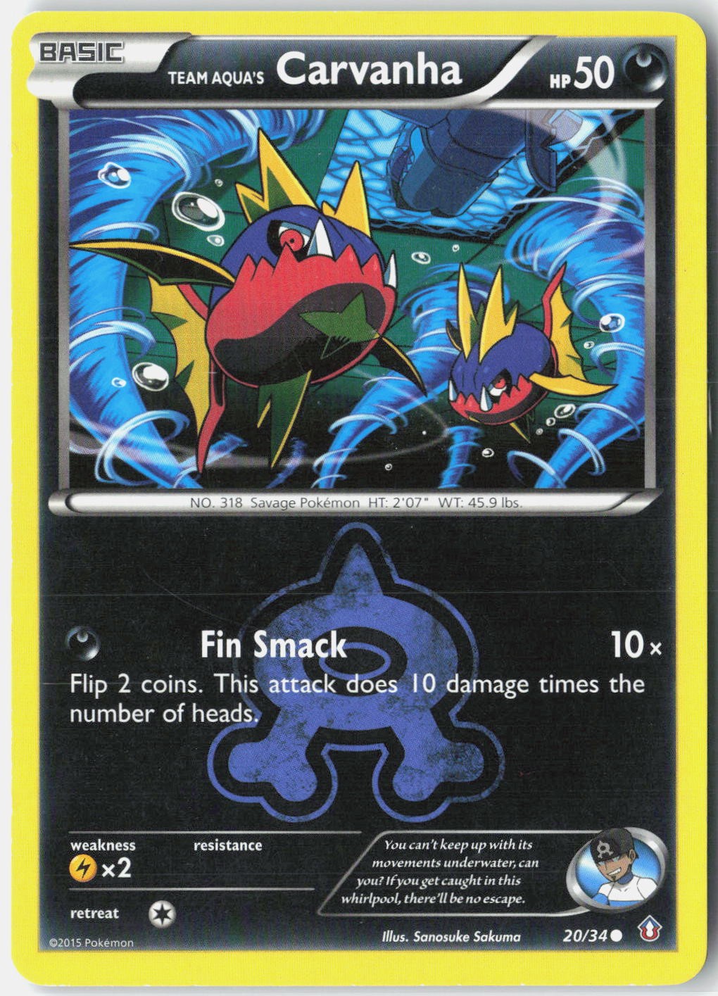 Team Aqua's Carvanha Double Crisis 20/34 Pokemon Card