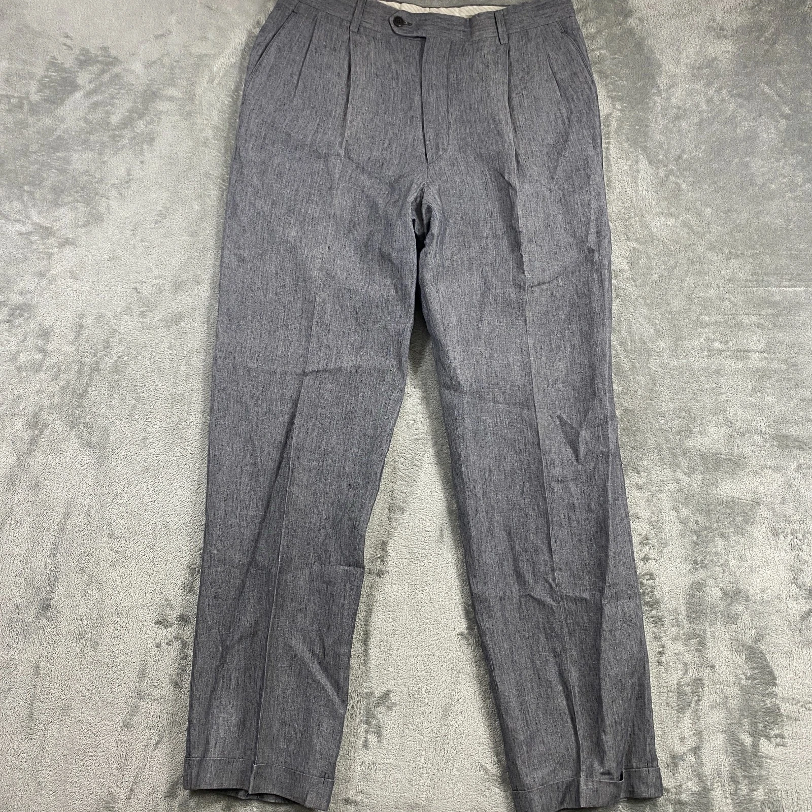 Luigi Baldo Pants Mens 34 (Fits 35x34) Grey Linen Tollegno 1900 Made in Italy