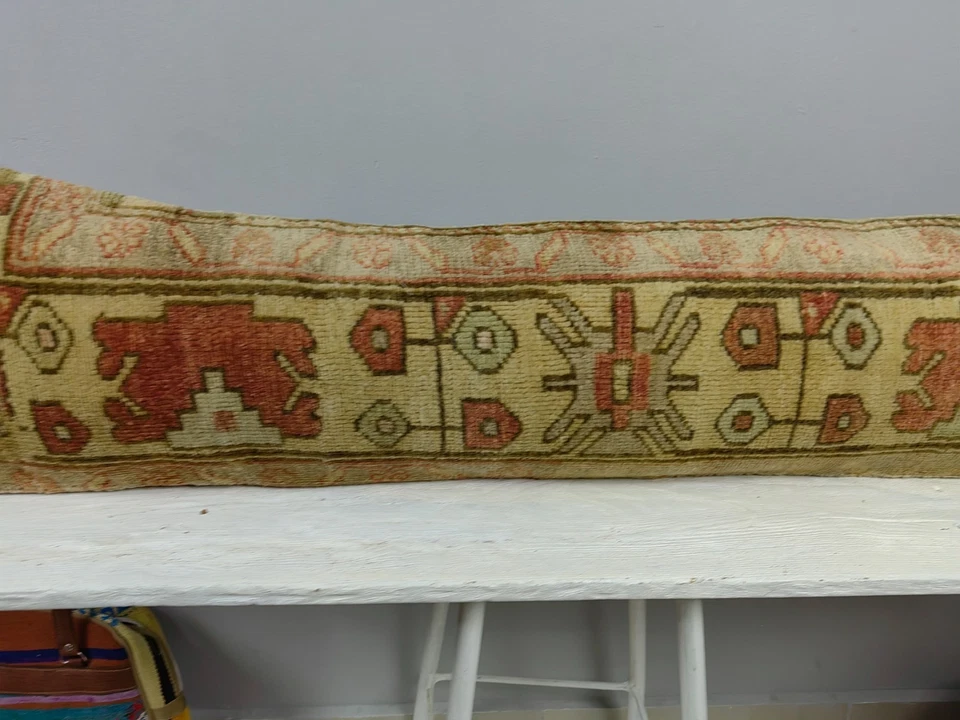 LONG BOLSTER PILLOW TURKISH RUG PILLOW LONG BED PILLOW LONG LUMBAR PILLOW DECOR - Image 4 of 4