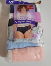 HANES 6-pack Size 7/L NEW Tagless Briefs Breathable Ribbed Cotton Open Pack 1264