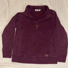 L.L.Bean Women s 1/4 Zip Quilted Fleece Sweatshirt Burgundy Sz Small Pullover