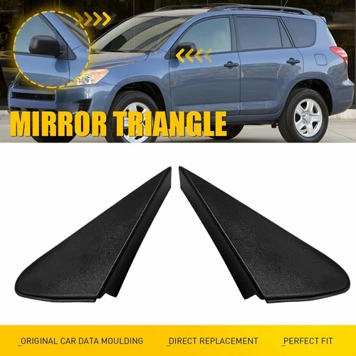 For Toyota RAV4 2009-2012 Pair Side Black Mirror Corner Triangle Bezel Covers N