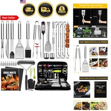 Juego de accesorios para parrilla de barbacoa 34 piezas herramientas de parrilla de acero inoxidable de alta resistencia