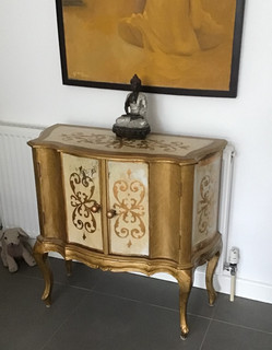 Vintage Gold Painted Cupboard (Shabby Chic)