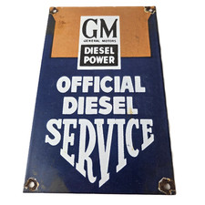Vintage General Motors Sign - Gm Automobiles Trucks Gas Diesel Porcelain Sign