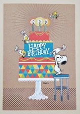 Peanuts "Snoopy & Woodstock"/ Happy Birthday Greeting Card (+ Envelope 7x5")