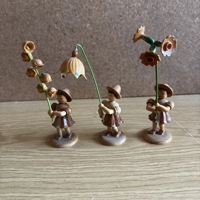 Blumenkinder v. Blank, Grünhainchen/ Erzgebirge drei Figuren alt,aber top Zust. - Bild 1 von 4