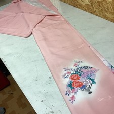 Japanese traditional Kimono Pink Floral Fan Pattern simple Elegant design